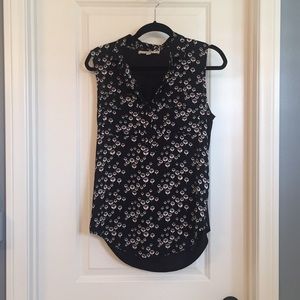 LOFT mixed media collared sleeveless shirt.
